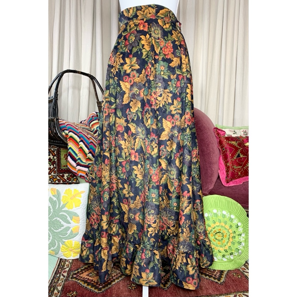 80s Floral Ruffled Skirt